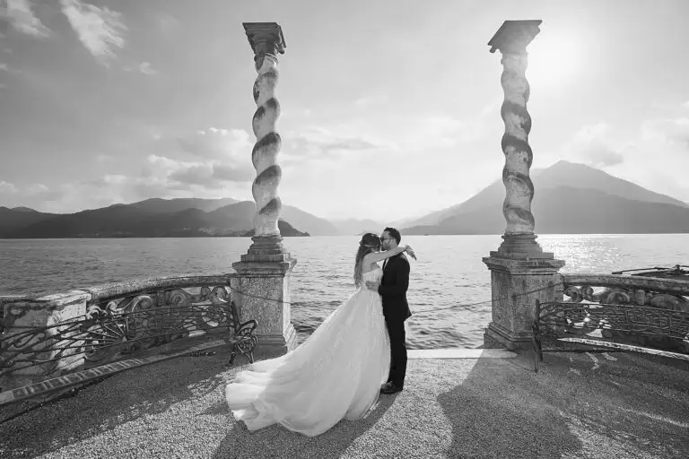 black and white photo at Villa Monastero on Lake Como