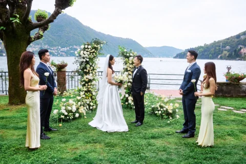 fun lake como wedding stephanie michael