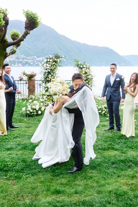 fun lake como wedding stephanie michael