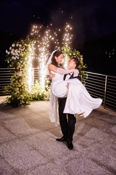 fun lake como wedding stephanie michael